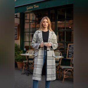 Madewell Gray Plaid Trench Coat